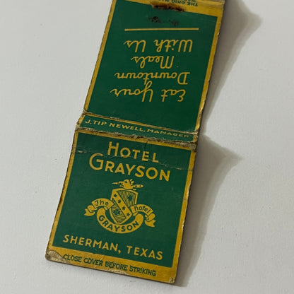 Hotel Grayson Sherman Texas Vintage Matchbook TB6-MB2-3