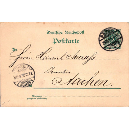 Heinrich Maafs Aachen Hanau 1895 German Reich Postcard P5-11