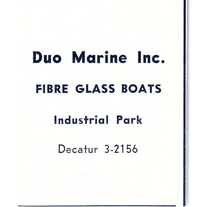 Duo Marine Inc Fibre Glass Boats Decatur Indiana 1964 Ad AG1-S16