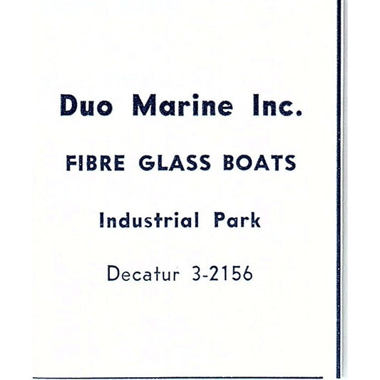Duo Marine Inc Fibre Glass Boats Decatur Indiana 1964 Ad AG1-S16