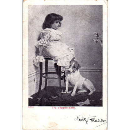 In Disgrace Girl Jack Russell Terrier Dog C Burton Barber c1900 Postcard PD2