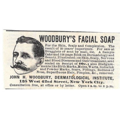 John H. Woodbury's Facial Soap NY c1890 Victorian Ad AE8-CH11