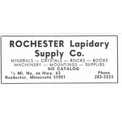 Rochester Lapidary Supply Co Rochester MN 1972 Ad AF8-S4