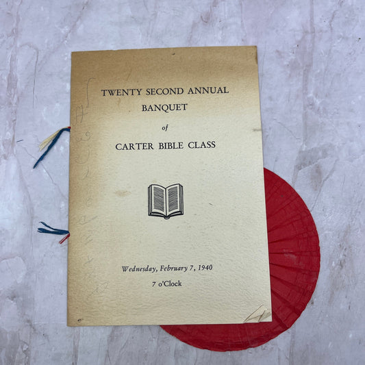 1940 Carter Bible Class 22nd Annual Banquet Program Fort Worth Texas Area TA9-E2