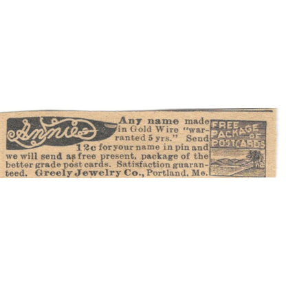 Annie's Greely Jewelry Co Portland Maine 1910 Magazine Ad AF1-SS6