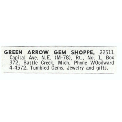 Green Arrow Gem Shoppe Battle Creek MI 1964 Magazine Ad AB6-LJS1