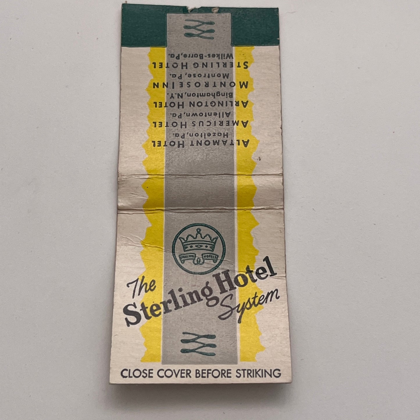 The Sterling Hotel System Vintage Matchbook Cover TB8-MB-4