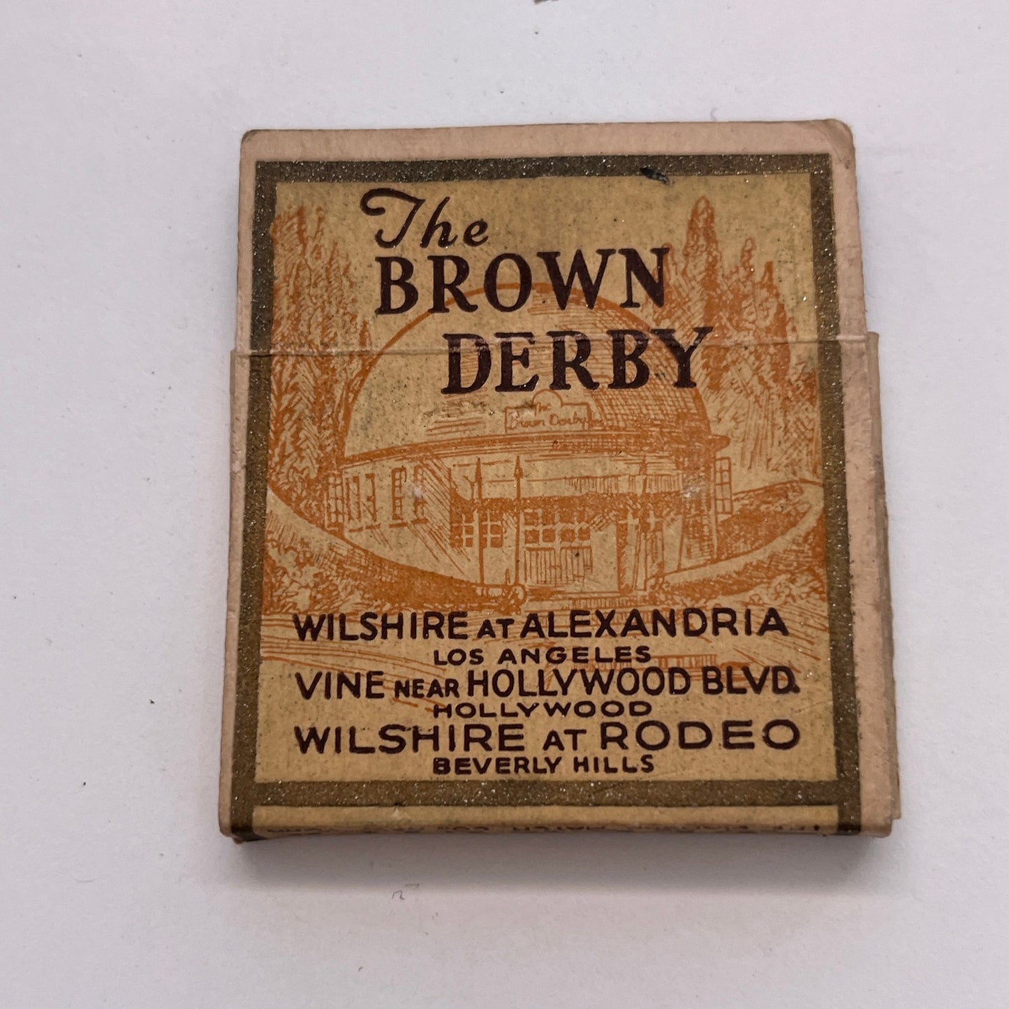 The Brown Derby H.K. Somborn Los Angeles Hollywood Vintage Matchbox TB6-MB3