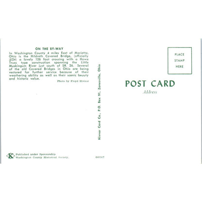 Hildreth Bridge #24 Little Muskingum River Marietta Covered Bridge Postcard PC3