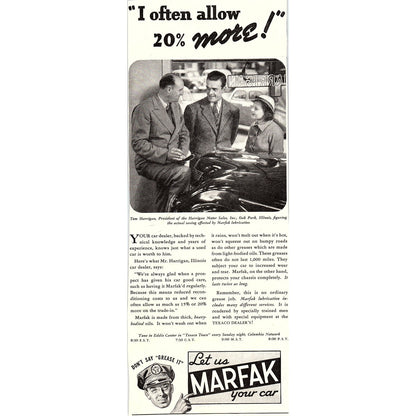 Harrigan Motor Sales, Inc. Oak Park IL Tom Harrigan 1937 Ad SV1-6