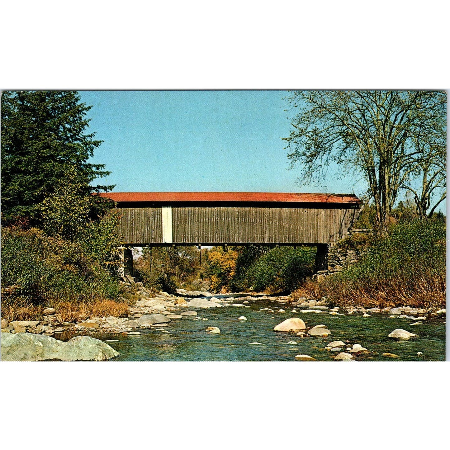 Covered Bridge at Jeffersonville VT Vintage Covered Bridge Postcard PD6