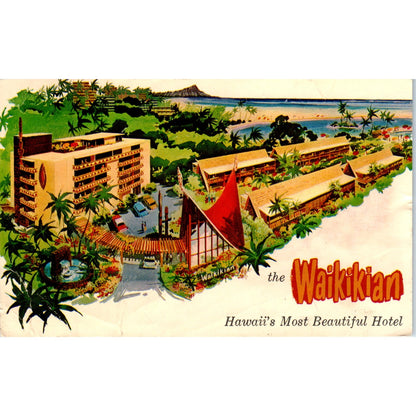 1951 The Waikikian - Hawaii's Most Beautiful Hotel Vintage Original Postcard PD3