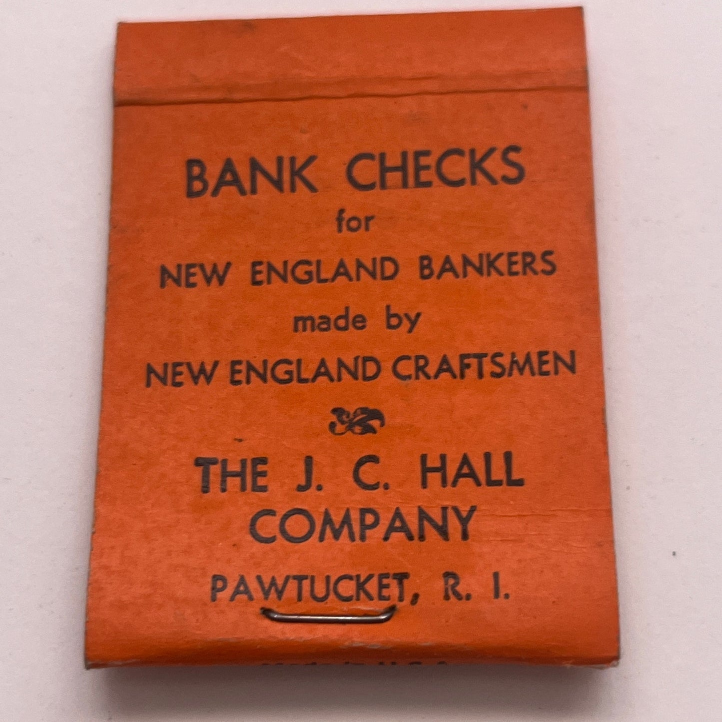 The J.C. Hall Company Bank Products Pawtucket RI Vtg Matchbook Cover TB8-MB2-9