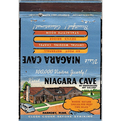 Niagara Cave Harmony MN Large Vintage Matchbook TB6-MB2-10