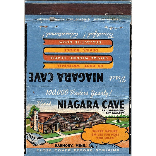 Niagara Cave Harmony MN Large Vintage Matchbook TB6-MB2-10