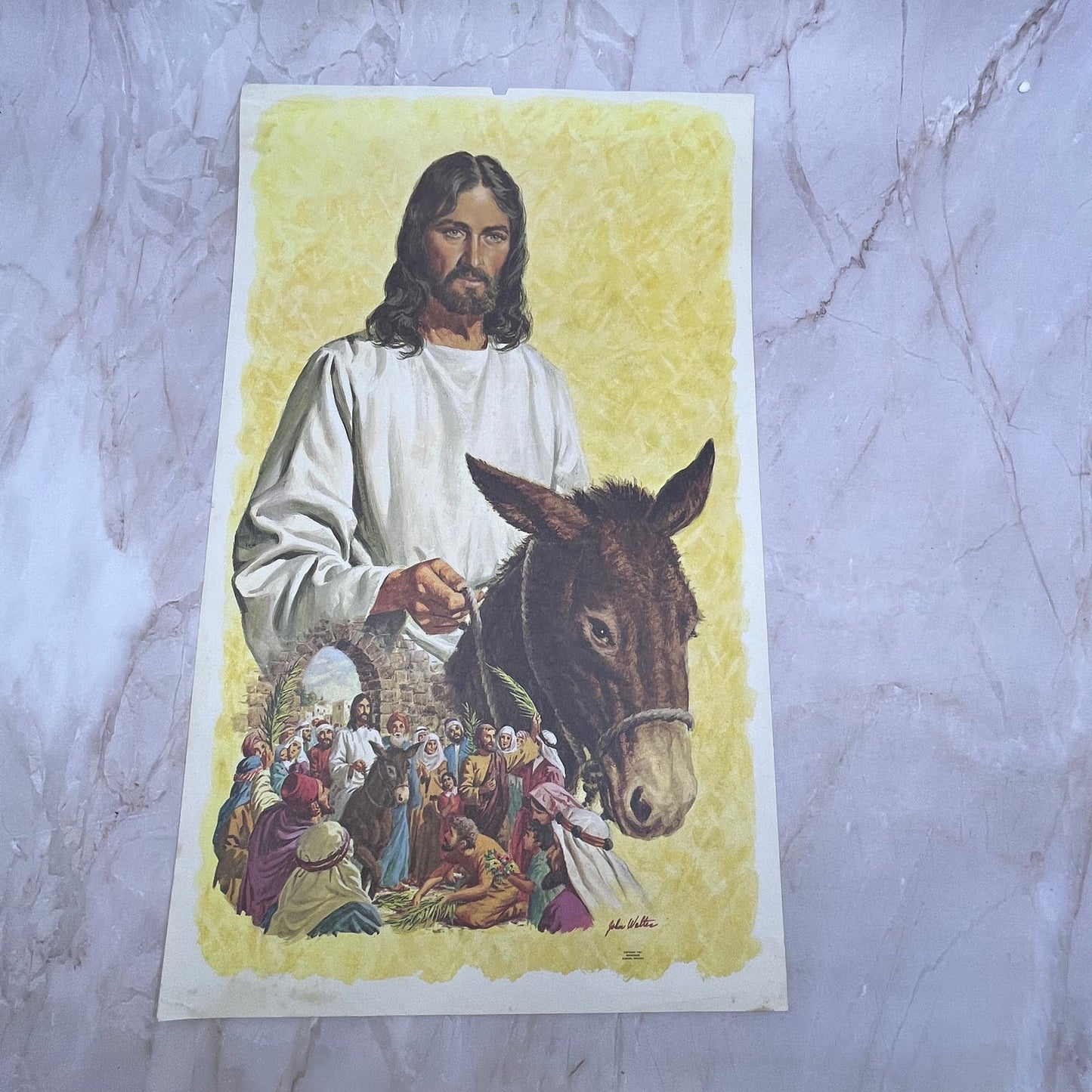 1981 Messenger Jesus on Donkey John Walter Art Print Lithograph 9x15 FL6-3