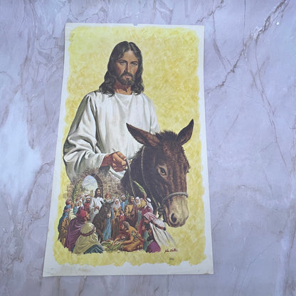 1981 Messenger Jesus on Donkey John Walter Art Print Lithograph 9x15 FL6-3