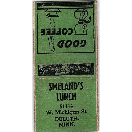 Smeland's Lunch W. Michigan St. Duluth MN Vintage Matchbook Cover SC7-Y1