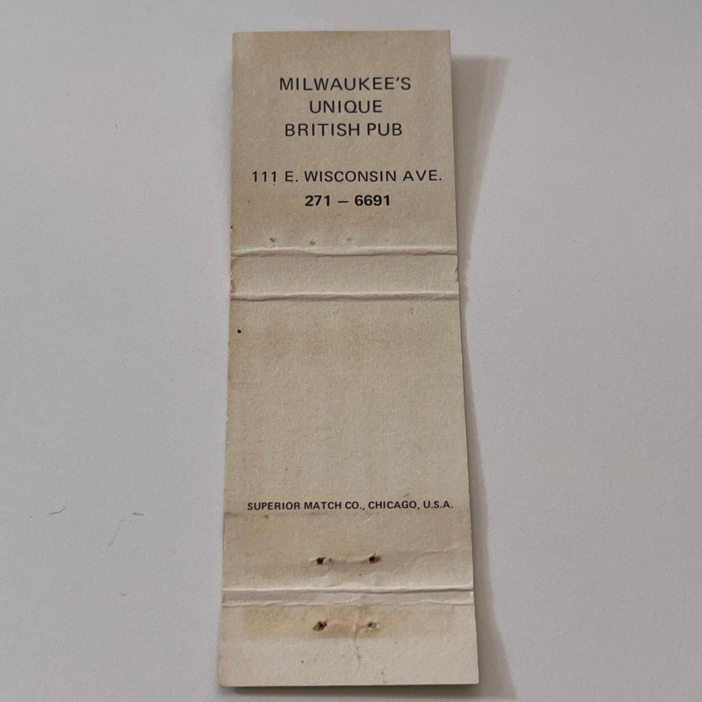 Sherlock's Home Restaurant Milwaukee WI Vintage Matchbook Cover TB6-MB2-1