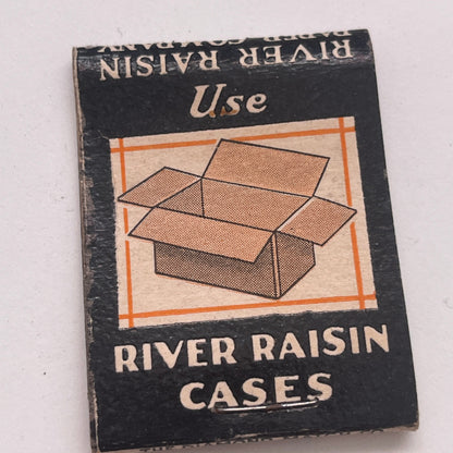 River Raisin Paper Company Cases Monroe MI Chicago Vtg Matchbook Cover TB8-MB2-8