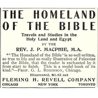 The Homeland of the Bible Rev. J.P. Macphie MA 1903 Ad AF8-M7