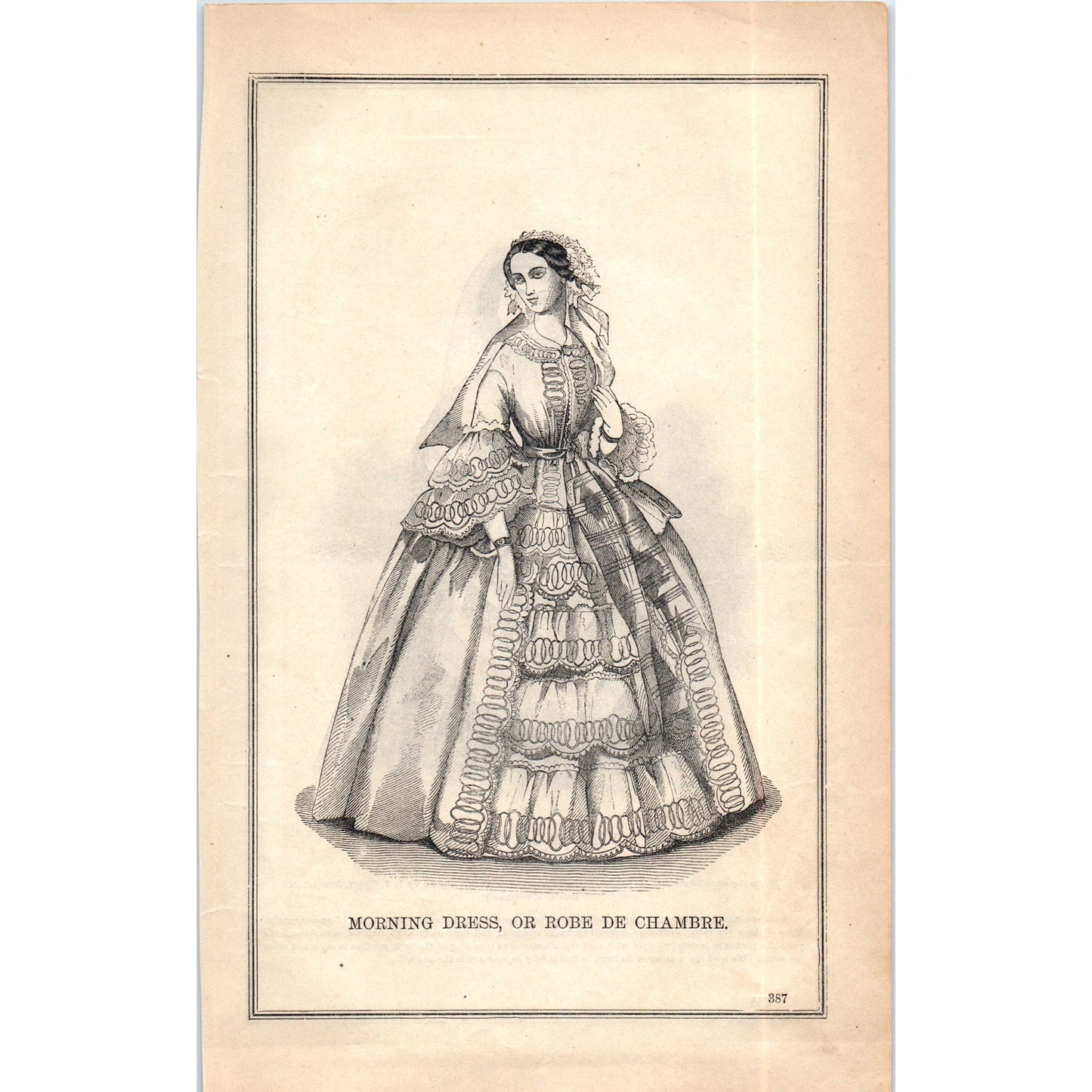 Morning Dress Robe De Chambre Lady's Fashion Plate 1857 Original Engraving D19-1