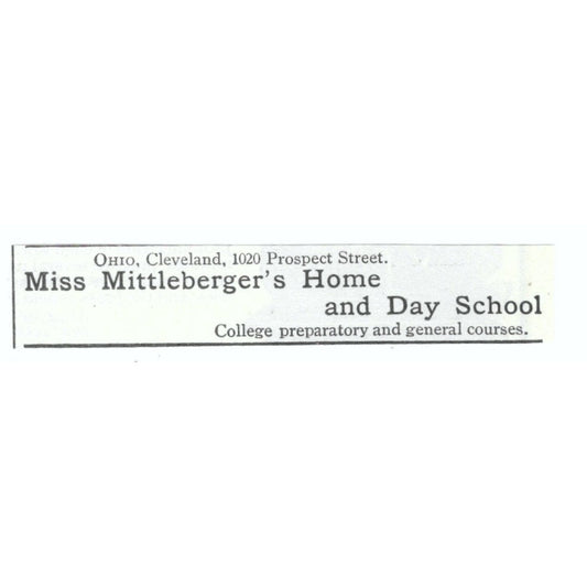Miss Mittleberger's Home and Day School Cleveland OH 1903 Magazine Ad AF7-SS2