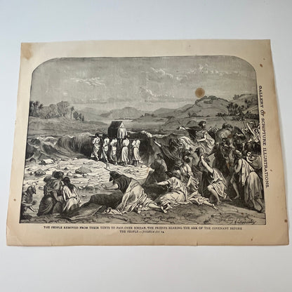 Joshua III. 14 and VI. 20 1892 Bible Engraving SV1-6