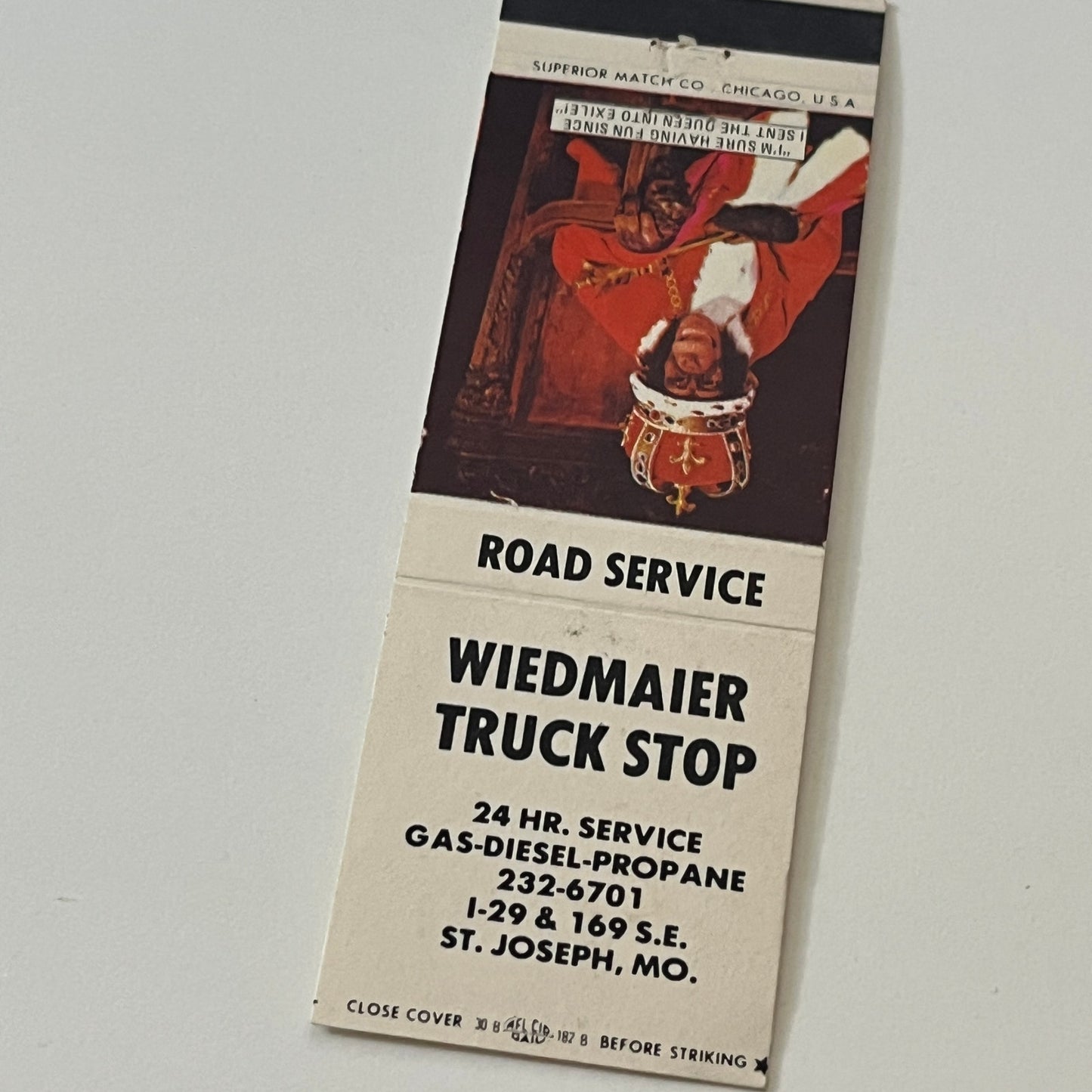 Wiedmaier Truck Stop St. Joseph MO Vintage Matchbook Cover TB6-MB2-6