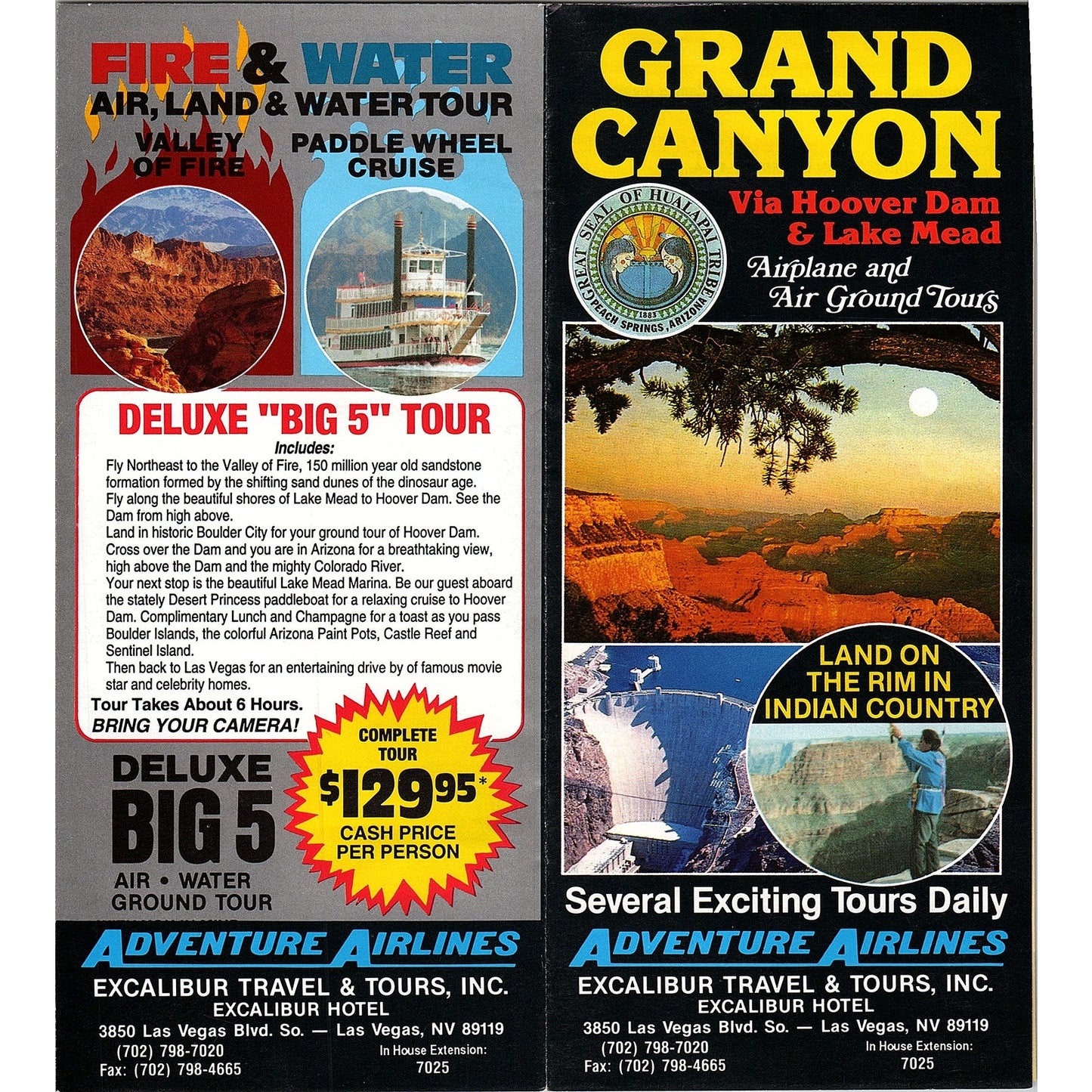 Grand Canyon Via Hoover Dam & Lake Mead Excalibur Travel Travel Brochure TH2-TB1