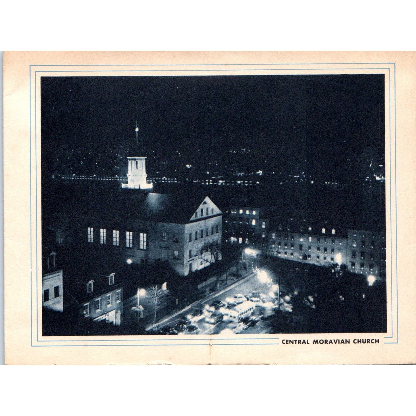 Vintage Christmas Card Central Moravian Church Bethlehem PA AE5