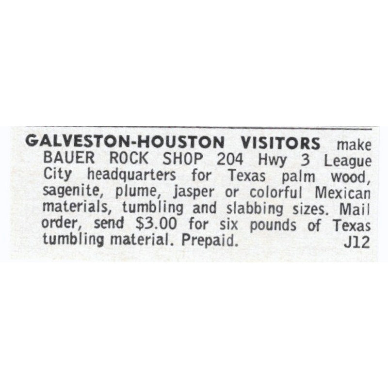 Bauer Rock Shop Galveston Houston Texas 1964 Magazine Ad AB6-LJS5