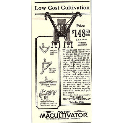 The Motor Macultivator Company Toledo Ohio 1924 Ad AG3-M3