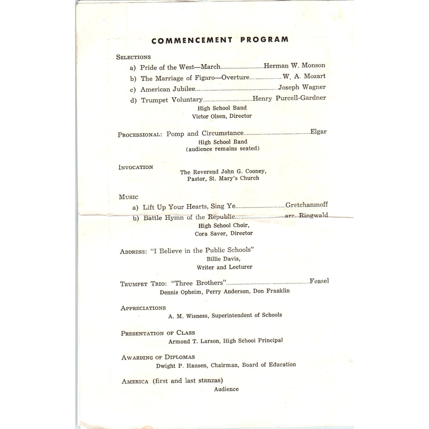 1956 Willmar High School Commencement Program MN TH9-SX1