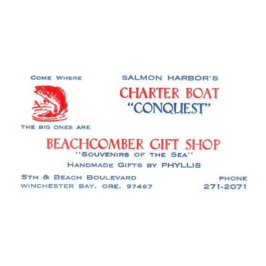 Salmon Harbor's Charter Boat Conquest Gifts Winchester Bay Business Card SF3-B1