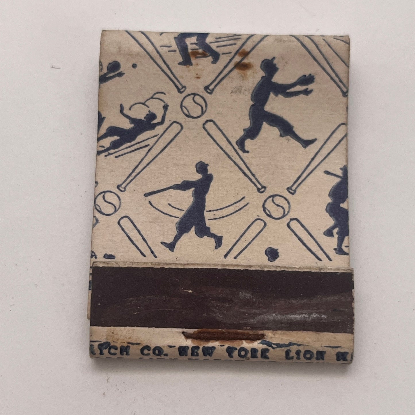 Play Ball Baseball Silhouette Lion Match Vintage Matchbook Cover TB8-MB2-5