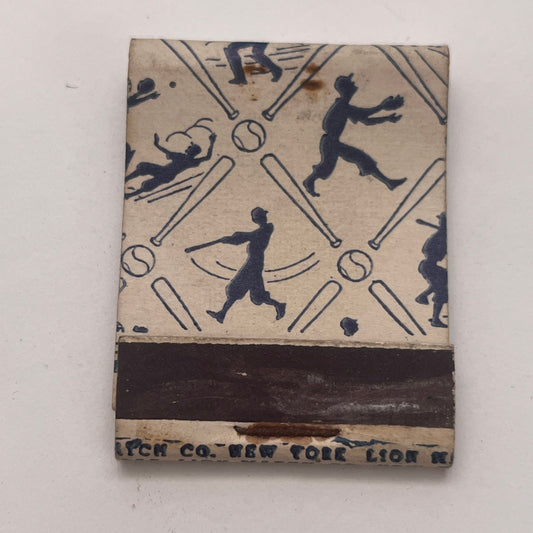Play Ball Baseball Silhouette Lion Match Vintage Matchbook Cover TB8-MB2-5