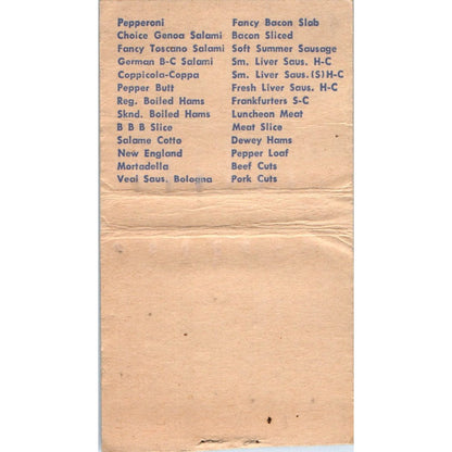 Bert Packing Company Italian Sausage Bread Vintage Matchbook Cover SF4-Y7