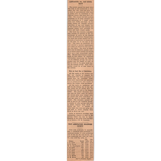 Lancaster PA Fat Stock Show 1922 Magazine Ad AF2-A5