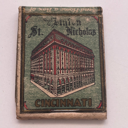 Sinton St. Nicholas Cincinnati John L Morgan Vintage Matchbook Cover TB8-MB2-9