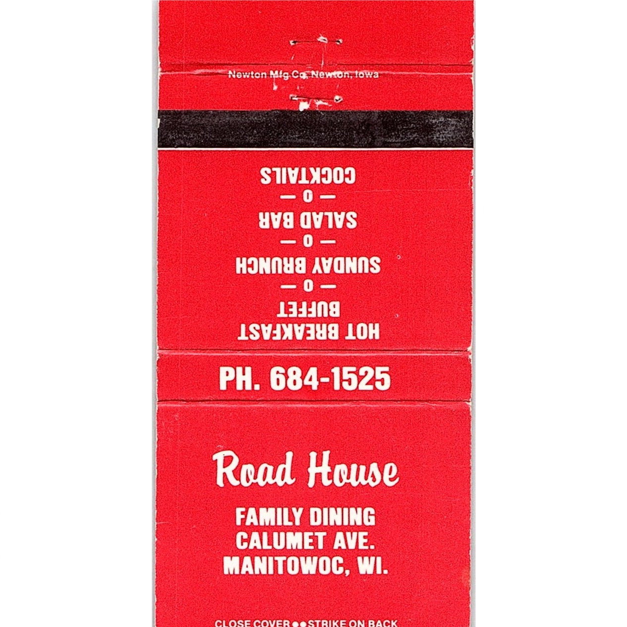 Road House Family Dining Manitowoc WI Vintage Matchbook MM4-10