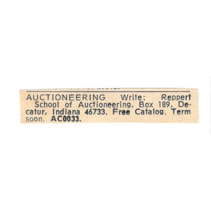 Reppert School of Auctioneering Decatur Indiana 1977 Ad AF6-S9