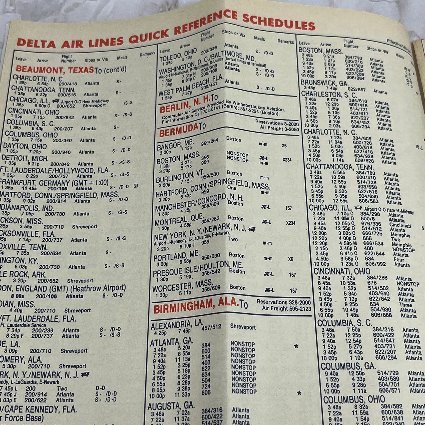 1974 March Delta Airlines System Timetable Book TJ4-P2