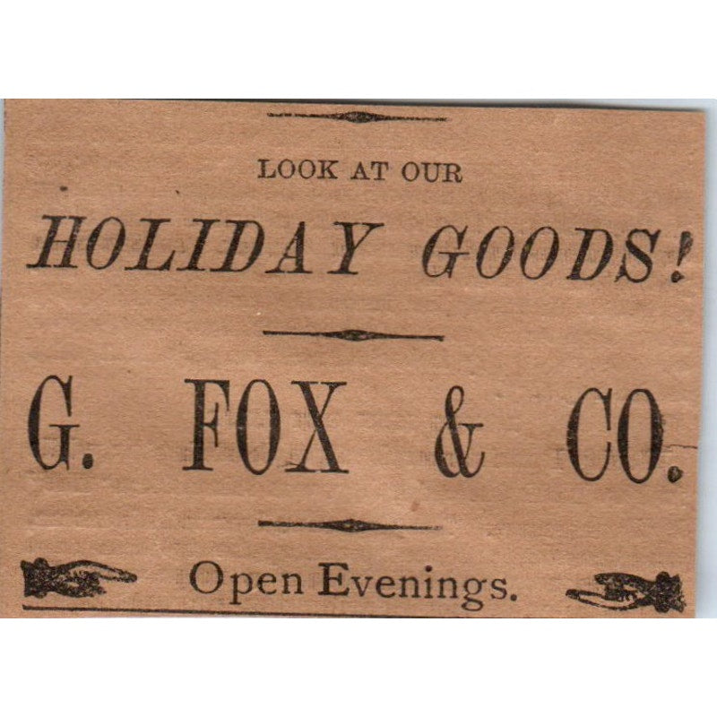 G. Fox & Co Holiday Goods Hartford 1886 Newspaper Ad AF7-E5