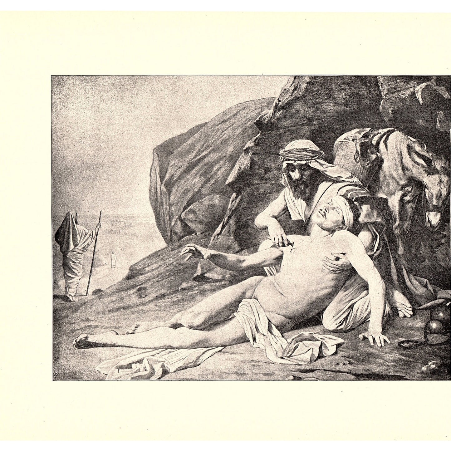 The Good Samaritan - K. Siemenroth - 1898 Litho Art Print D19