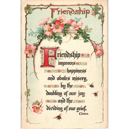 c1910 Friendship - Cicero - Poem Card 4.5x7.5" AB9