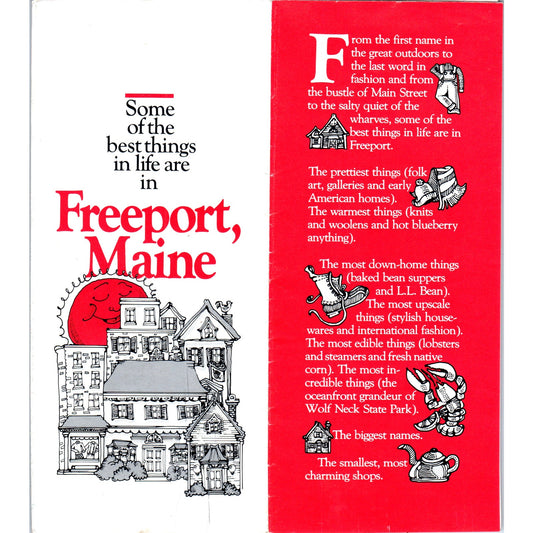 Vintage Freeport Maine Fold Out Travel Brochure TH2-O2