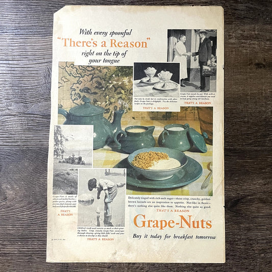 1929 Grape-Nuts Cereal "There's a Reason" Vintage Magazine Ad 10x13 V11