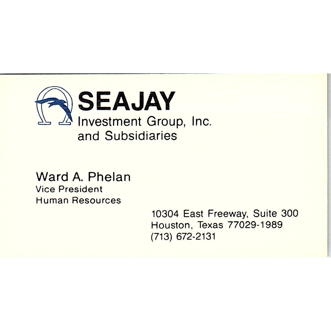 Ward A Phelan Seajay Investment Group Houston Vintage Business Card SC9-B5