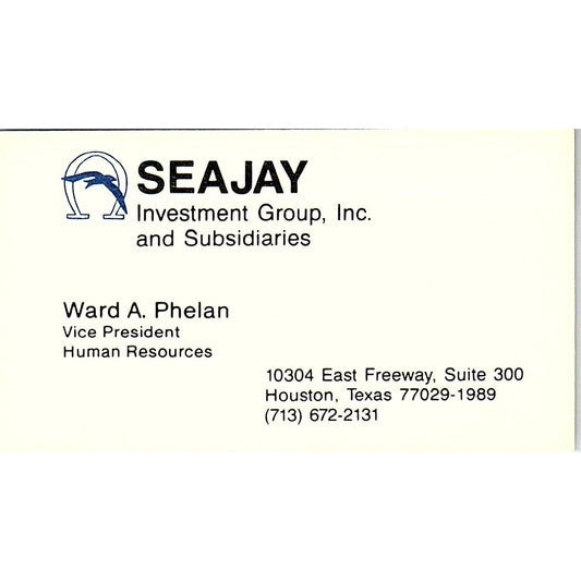 Ward A Phelan Seajay Investment Group Houston Vintage Business Card SC9-B5